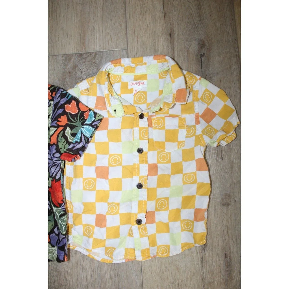 Old Navy‎ Cat & Jack Toddler Boys 2T Short Sleeve Button Down Shirt Bundle 2pc